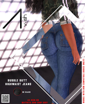Second Life Marketplace - /\-Bubble Butt Jeans Dk Black